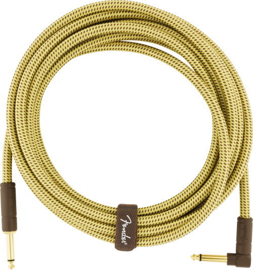 FENDER Deluxe Series Instrument Cable, Straight/Angle, 15', Tweed