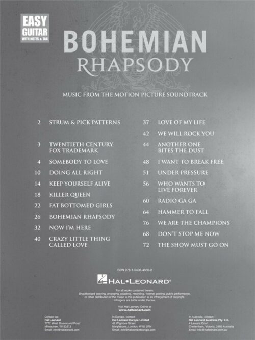 Hal Leonard Queen BOHEMIAN RHAPSODY