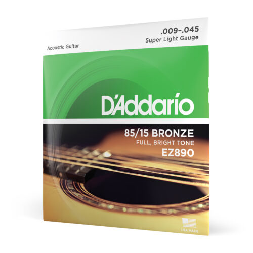 D'Addario EZ890 85/15 Bronze Acoustic Guitar Strings, Super Light, 09-45