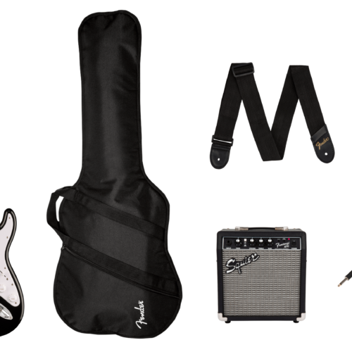 Squier Sonic Stratocaster Pack, Maple Fingerboard, Black, Gig Bag, 10G