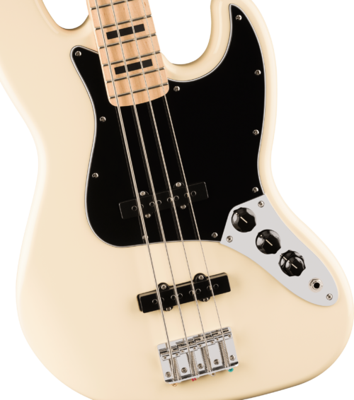 Squier Affinity Active Jazz Bass, Maple Fingerboard, Black Pickguard, Olympic Wh